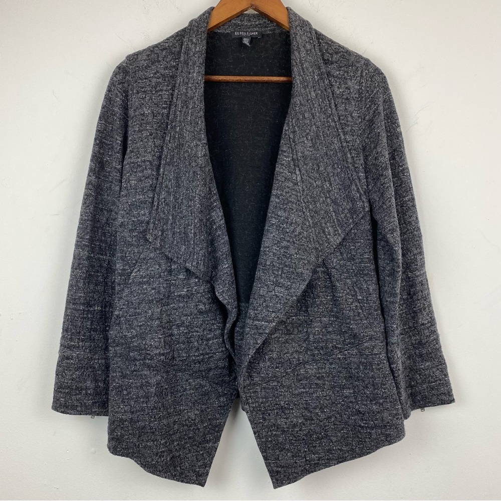 Eileen Fisher size Petite Medium Women’s Gray Terrazzo Ripple Draped Jacket